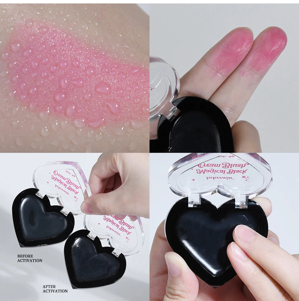 Magic Black Cream Blush PH Color Changing for Cheeks Lips Shadow Beeswax Halloween Cosplay Cosmetics