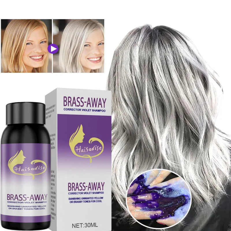 Purple Hair Dye Shampoo for Blonde to Cover Gray Non-irritating Hair Fading Yellow After Bleach Hair Shampoo Gray Hair Remedy