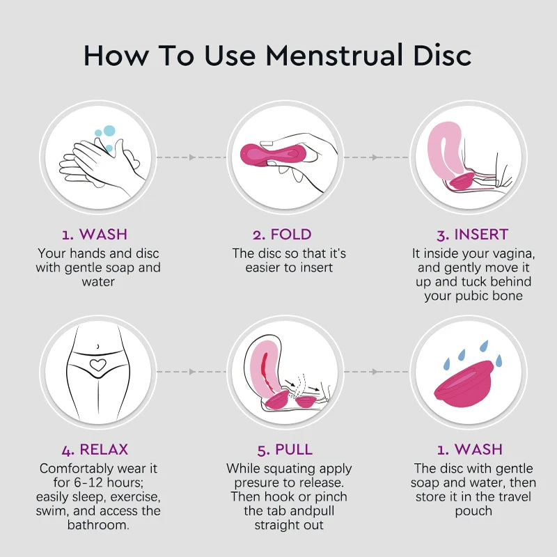 Feminy Menstrual Disc Kit Medical Grade Reusable Soft Silicone Period Disc with Sterilizer Case Applicator Leakproof Monthly Cup