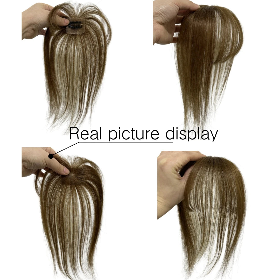 3D Full Coverage Human Hair Bangs Clips in Hairpieces for Women Wispy Bangs Hair Extensions for Thining Hair Daily Wear