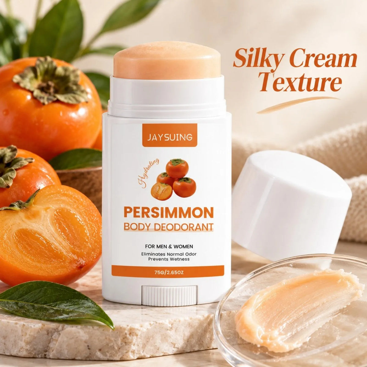 75g Persimmon Moisturizing Body Deodorant Stick Odor Control Anti Wetness Long Lasting Fresh for Underarm Care for Women Men