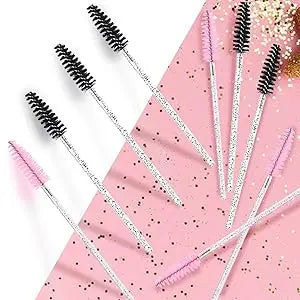 2025 Trend 100Pcs Disposable Mascara Wands -Lash Spoolies, Crystal Eyebrow Brush for Eyelash Extensions & Makeup Grooming