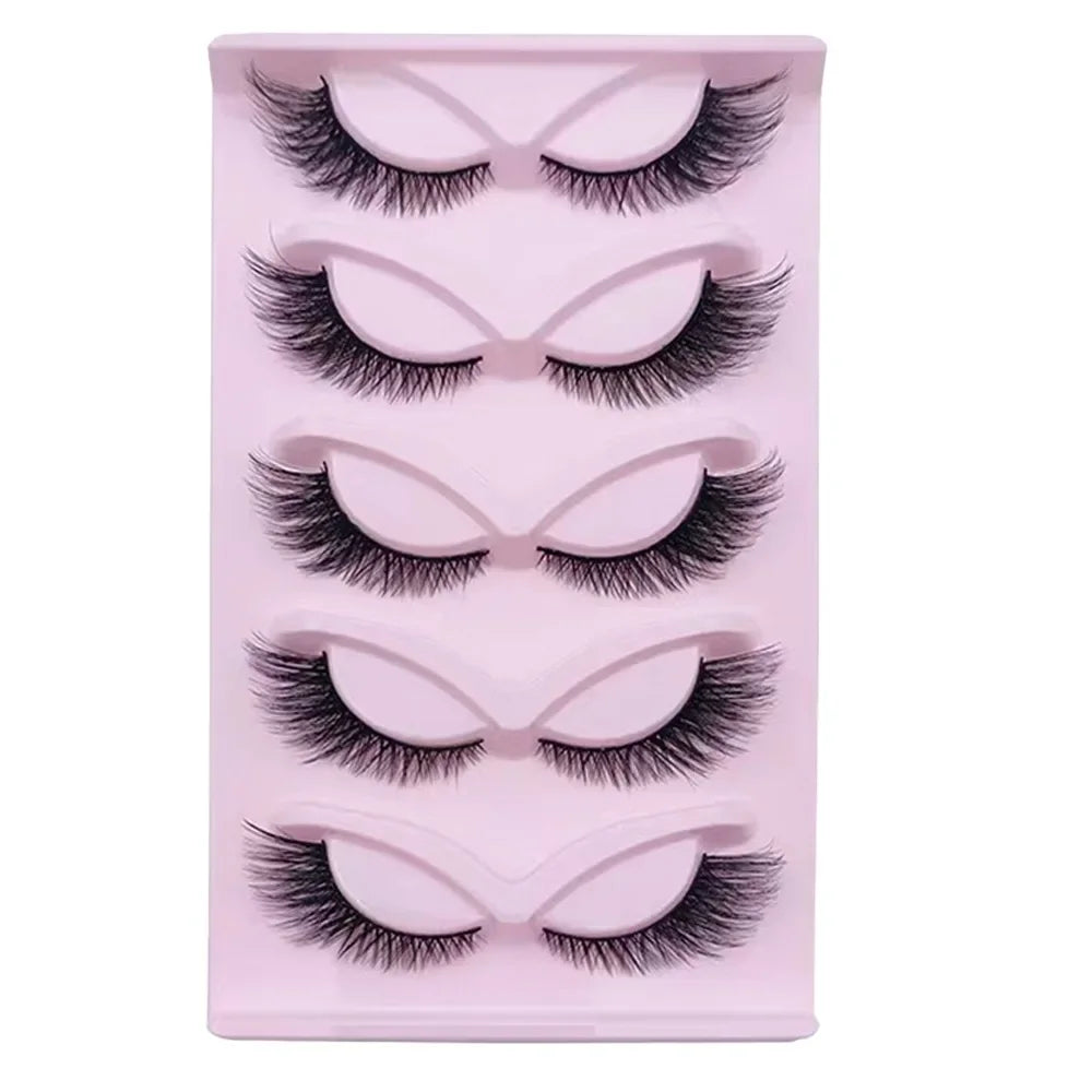 5 Pairs Cat Eye Lashes Wispy Fake Lashes Fluffy Cat Eye Lashes Extensions False Eyelashe