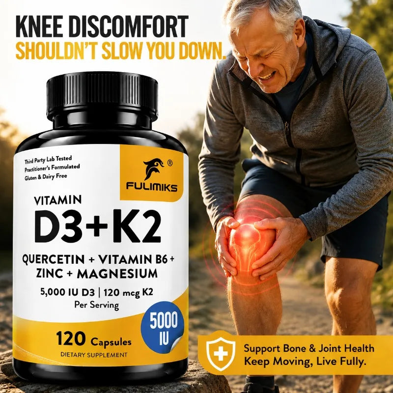 Vitamin D3 K2 Supplement, with Zinc, for Calcium Absorption, Bone Regeneration, Immune Support, Heart & Muscle Health