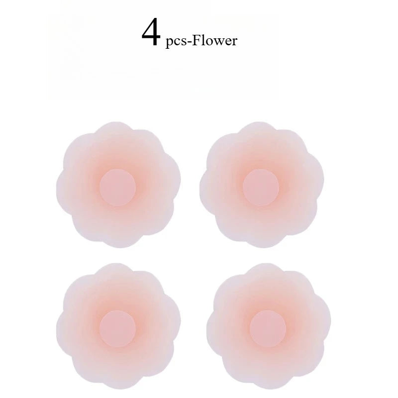Reusable Breast Petals Lift Invisible Silicone Bra-less Pasties Pad Nipple Cover Invisible Petal Adhesive Stick on Bra 2-12pcs