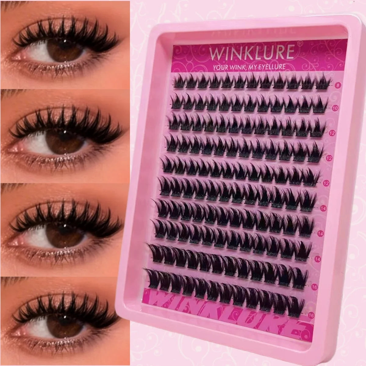 WINKLURE Clusters of False Eyelashes, 8-16Mm, Natural And Thin, Reusable, Perfect for Halloween, Christmas, Valentine'S Day Gift