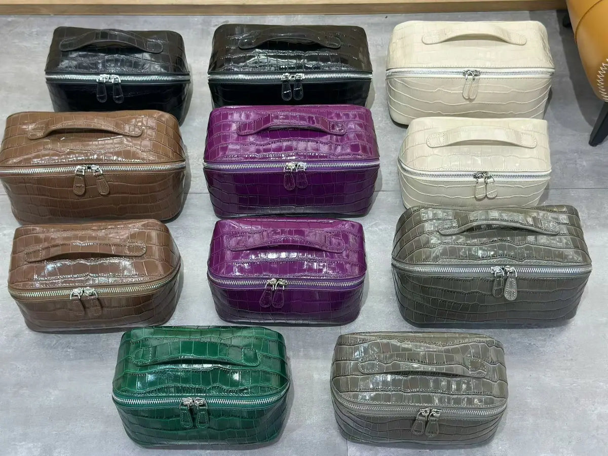 Dermis Makeup Brush Bags Crocodile Pattern Makeup Organizer Bag Large Capacity Skincare Bag Portable Commuting Big Makeup Bag
