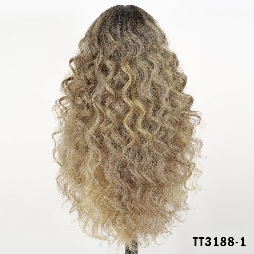 99J Burgundy Synthetic Lace Frontal Wig 13x6 Body Wave Long Deep Wavy Ombre Black Lace Wigs for Women Heat Resistant Cosplay Wig