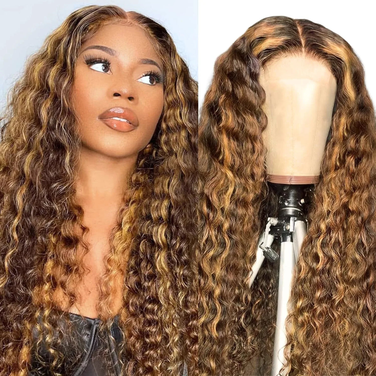 Deep Wave BOB Wig Human Hair 13x4 HD Curly Lace Front Wigs Human Hair Pre Plucked Wear And Go Glueless Short Curly Frontal BOB
