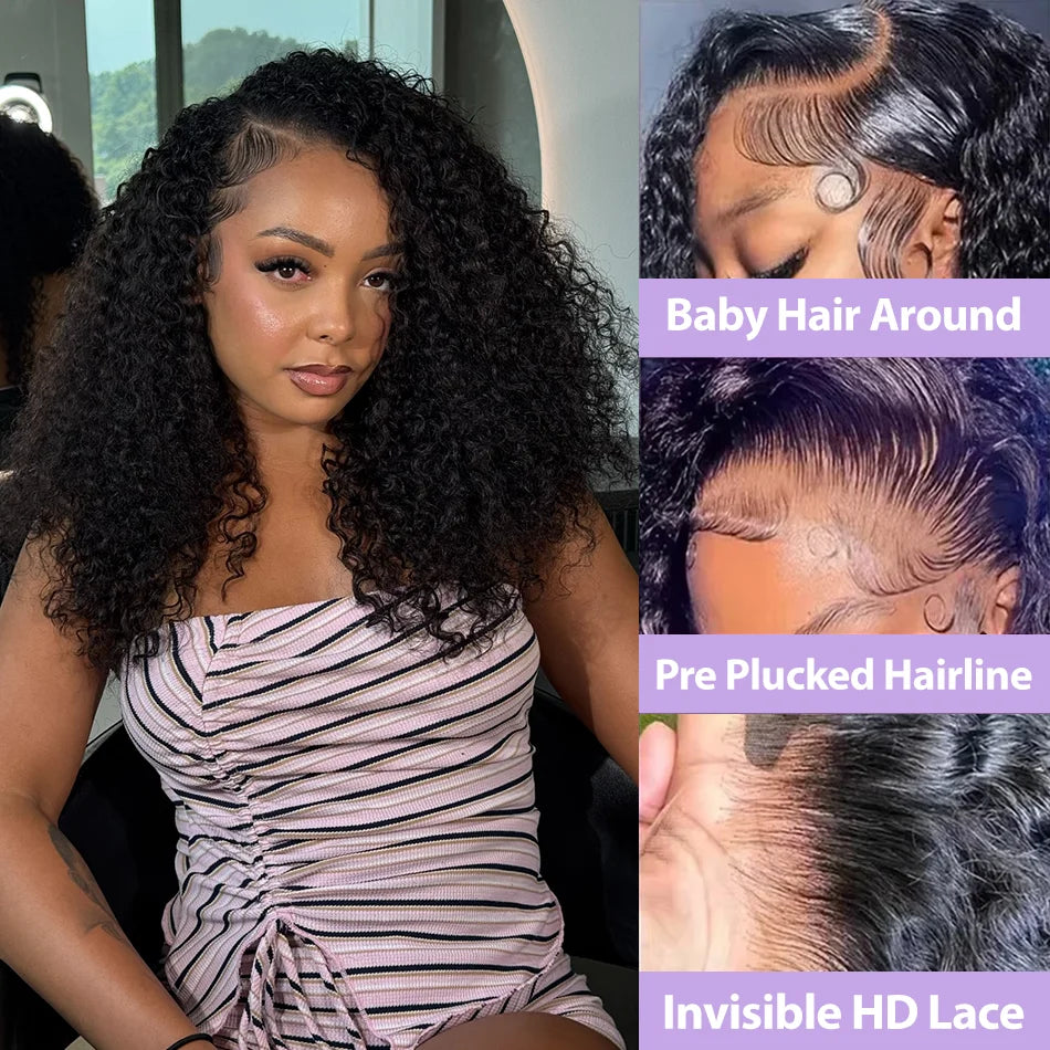 100% Human Hair Short Bob Wigs 13x4 Pre Plucked Human Hair Wig  13x6 Human Hair Deep Wave Human Hair Wigs For Black Women 5x5 Glueless HD Lace Front Wig Ready to Go