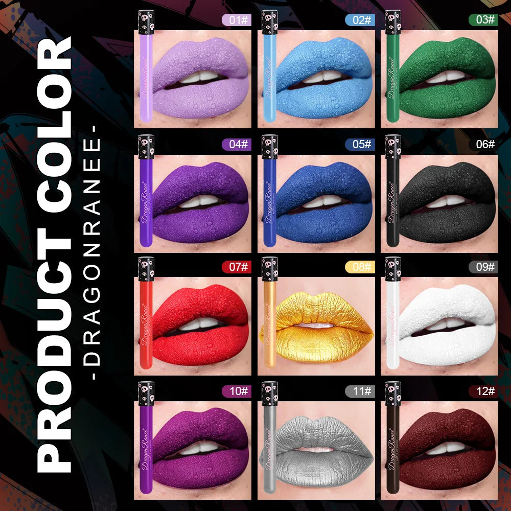 Creative Matte Lip Glaze 12 Shade Collection Vampire Halloween Cosplay Lipstick Waterproof Makeup Set Longwear Beauty  Makeup