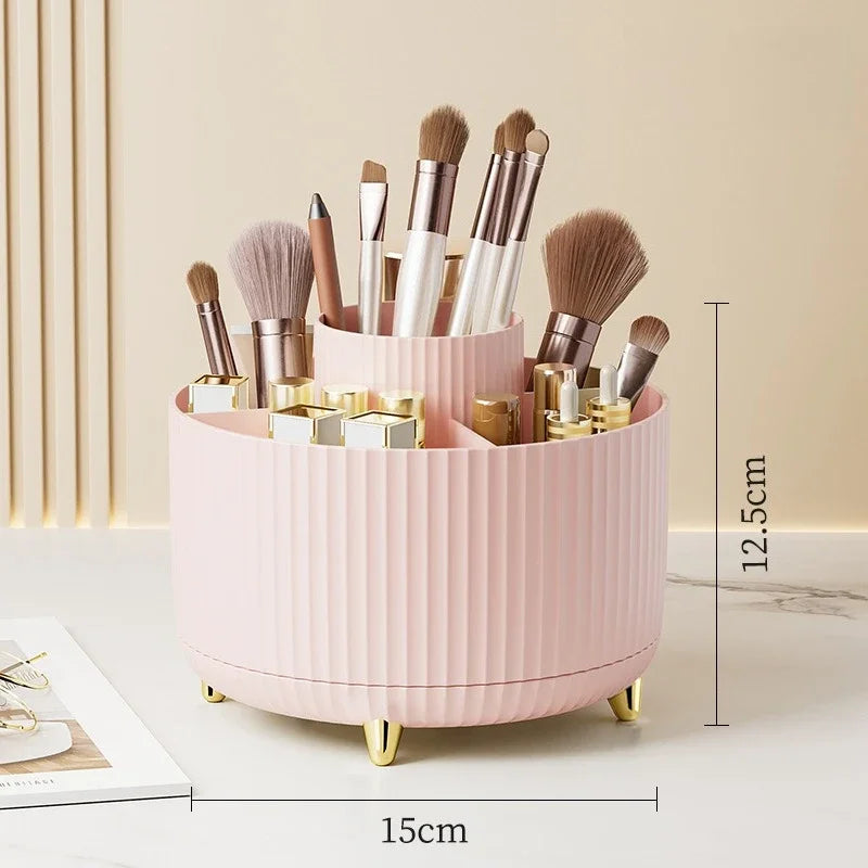 360 Degree Rotating Makeup Brush Organizer Cosmetic Brush Holder Desktop Storage Box Pen Pencil Container Organizer