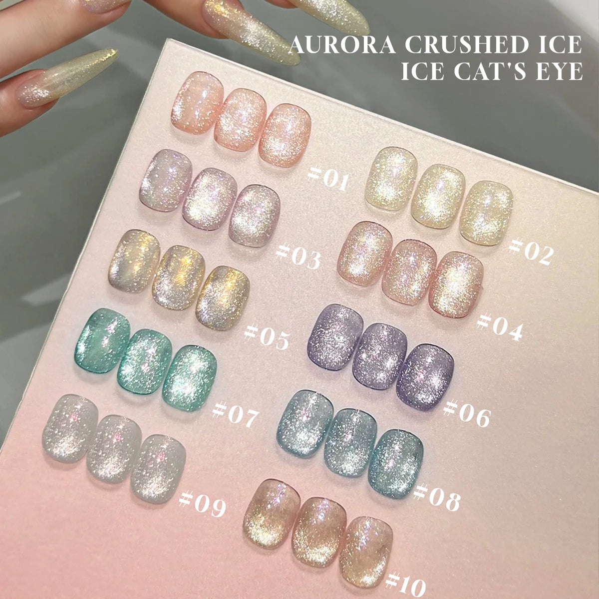 MIANEL 2026 New 12ML Aurora Night Cat Eye Gel Nail Polish Flash Sparkle Holographic Crystal Dual Light Silk Glass Bead Nail Art