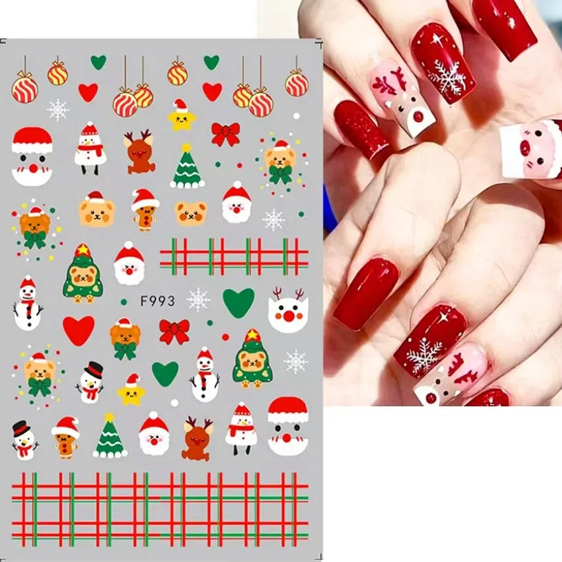 5D White Snowflakes Embossed Nail Art Stickers Winter Charm Decals Self Adhesive Christmas New Year Slider Decoration Manicure
