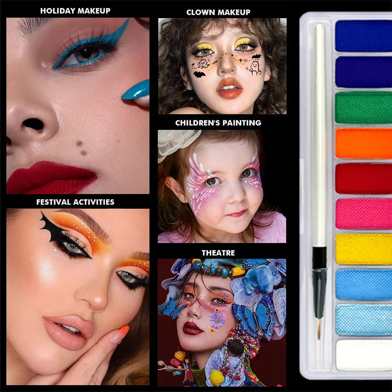 10 Colors Luminous Pigments, Luminous Neon Makeup Facial Painting,Suitable for Children and Adults for Halloween and Party