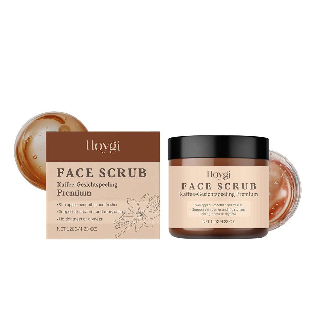 Vanilla Coffee Facial Scrub Deep Cleansing Oil Control Face Exfoliator Dual Scrubbing Particles Nourishing Smooth Glowing Skin