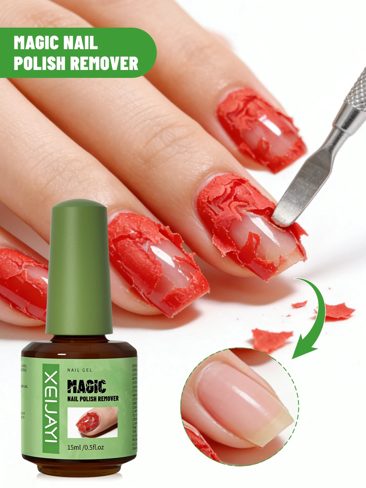 XEIJAYI 1pc 15ml Magic Fast Remover Gel Nail Polish Clean UV Soak Off Degreasr For Manicure Layer Nail Art Removal Semi-permanet