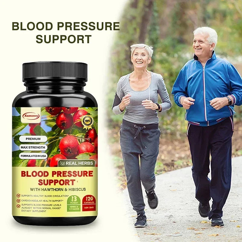 Blood Pressure Support - Supports Cardiovascular Health, Boosts Energy and Immunity, for Heart Health - with Hawthorn & Hibiscus
