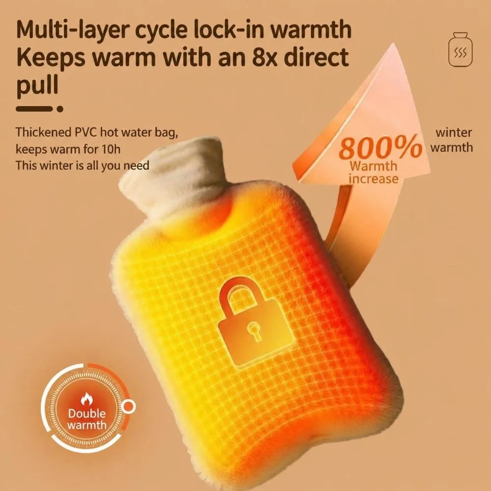1000ml/2000ml Hot Water Bottle Explosion-Proof Warm Water Bag Leak-proof Hot Water Bag Winter