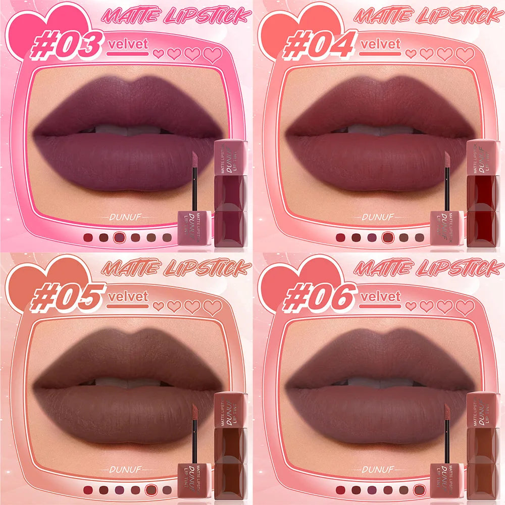 Velvet Matte Lip Gloss Hydrating Moisturizing Long Lasting Waterproof Non Sticky Lip Stain Nude Colors Lip Glaze