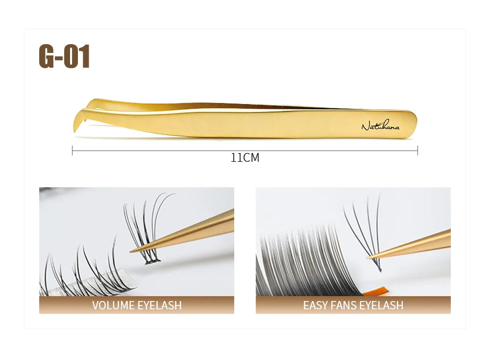 NATUHANA Professional for 3D Tweezers Stainless Steel Volume Eyebrow Tweezer False Eyelash Extension Tweezers for Makeup Tools