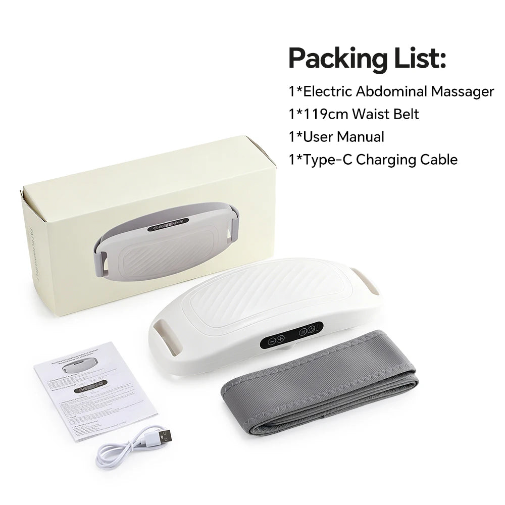 Electric Belly Massager 9 Modes 3 Heat Settings Rechargeable Abdominal Massager Cordless for Home Relax