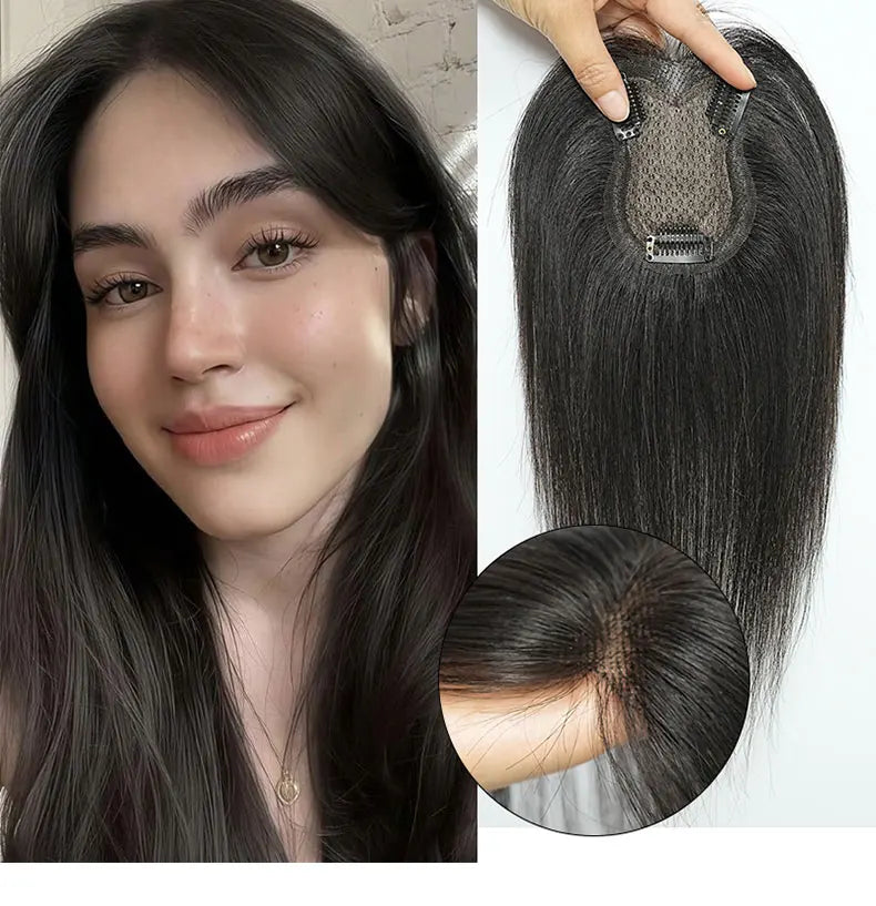 100% Human Hair 7X10cm Butterfly Hairnet Extensions Improve Hair Volume Hair Topper Wig Piece Swiss Lace Pieces Wigs for Women