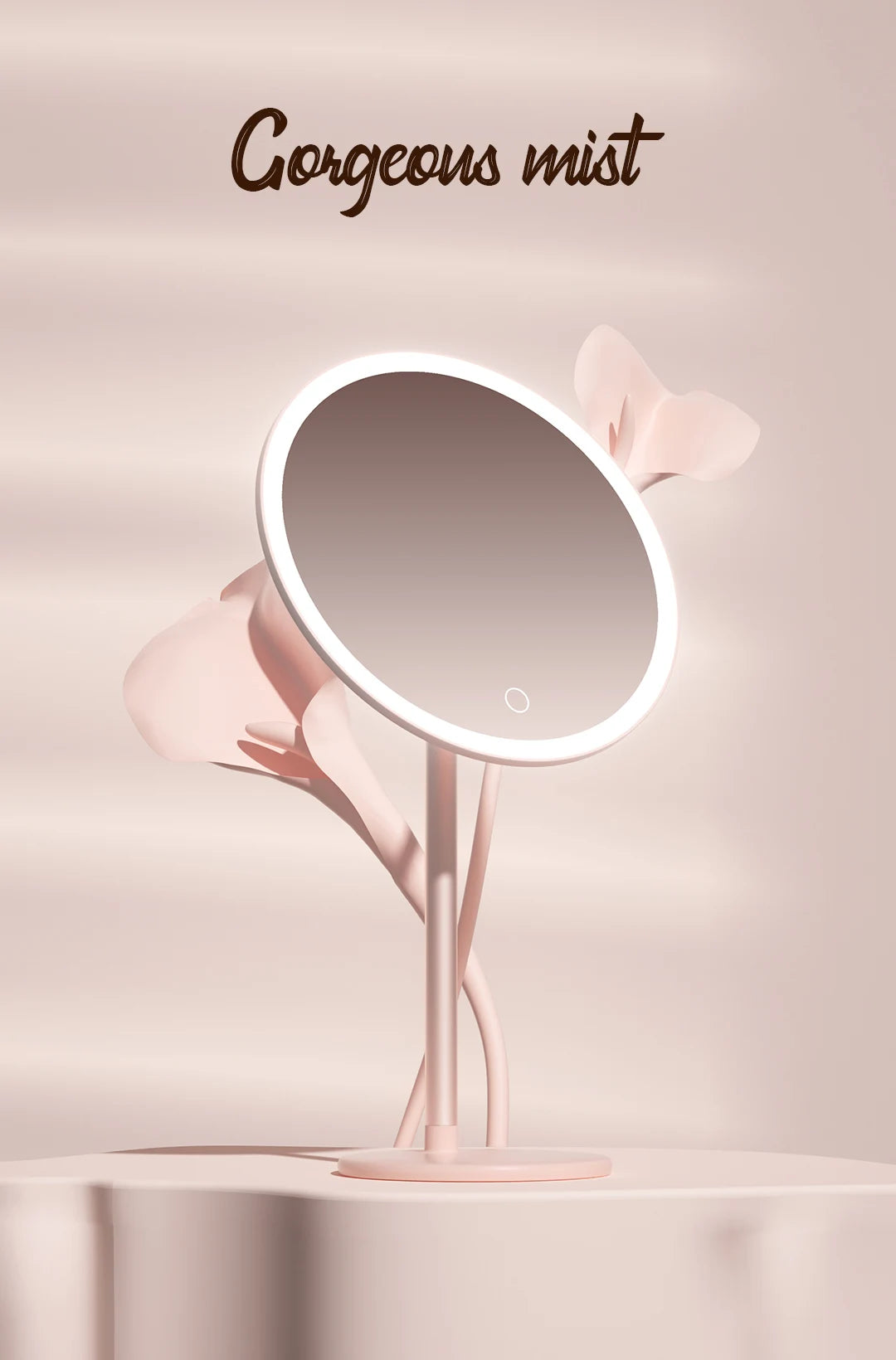 DOCO Makeup Mirror Desktop Adjustable LED Light High Quanlity Metal Texture Perfect for Gift Giving