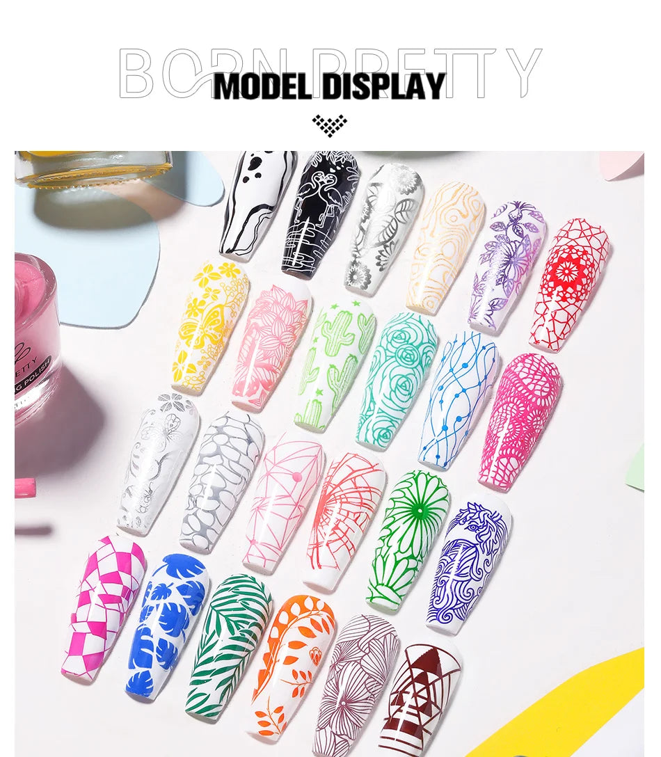 BORN PRETTY 10ml Stamping Nail Polish Set Gold Silver Black White Color Nail Printing Polish DIY for Nail Plate Design Varnish