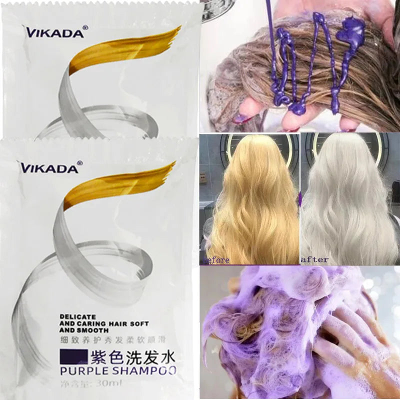 Color Fixing Purple Shampoo Lock Color Cover Gray Hair Fade Yellow After Bleach Hair Dye Long Lasting Non-irritating Care