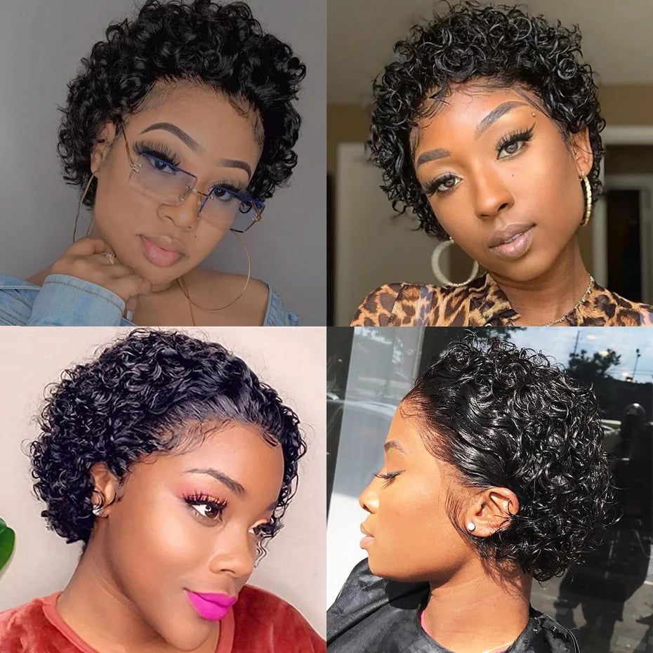 Unice Hair 13x1 Lace Pixie Cut Wig 100% Human Hair Short Curly Wigs for Women Wavy Afro Wigs